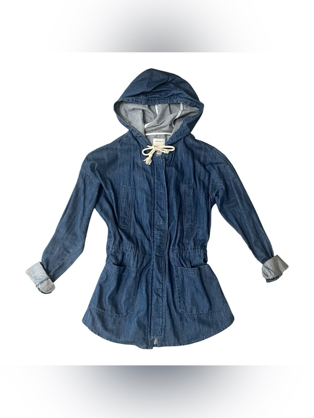 Forever 21 Hooded Denim Jacket
